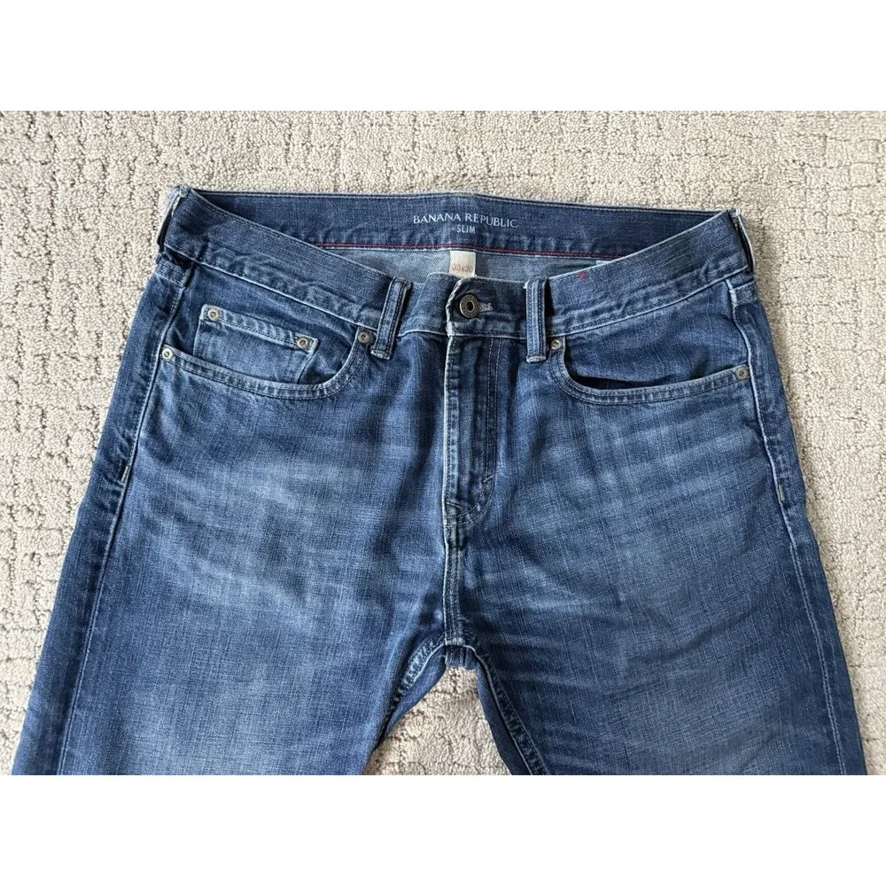 Banana Republic Slim Jeans Mens 33x30 Blue Medium Wash 100% Cotton Straight